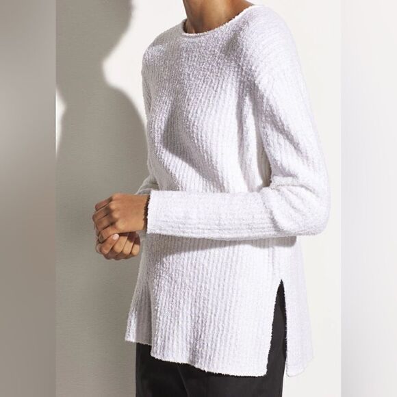 Vince $325 Texture Rib Tunic in Optic White - Picture 4 of 10